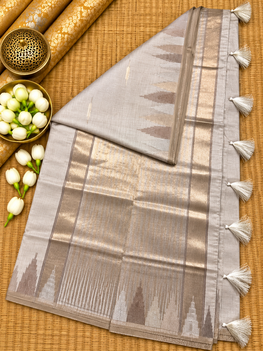 Semi Tassar Silk Temple Border