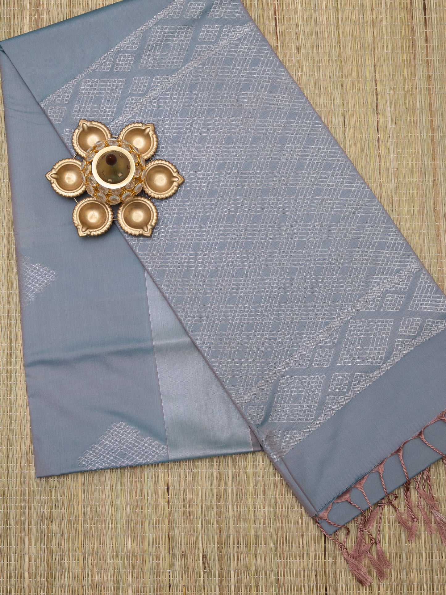 Soft Silk Jari Border (Kolam Design)