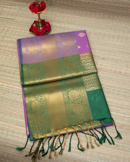 Semi Silk 1000 Butta contrast Pallu