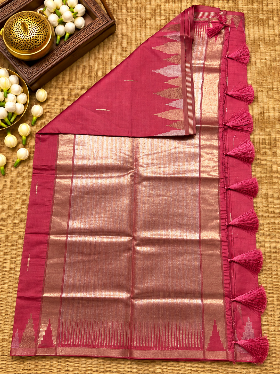 Semi Tassar Silk Temple Border