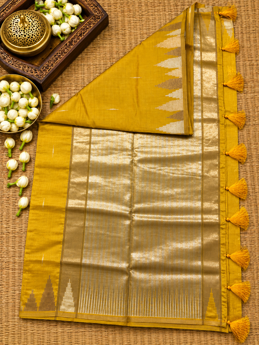 Semi Tassar Silk Temple Border