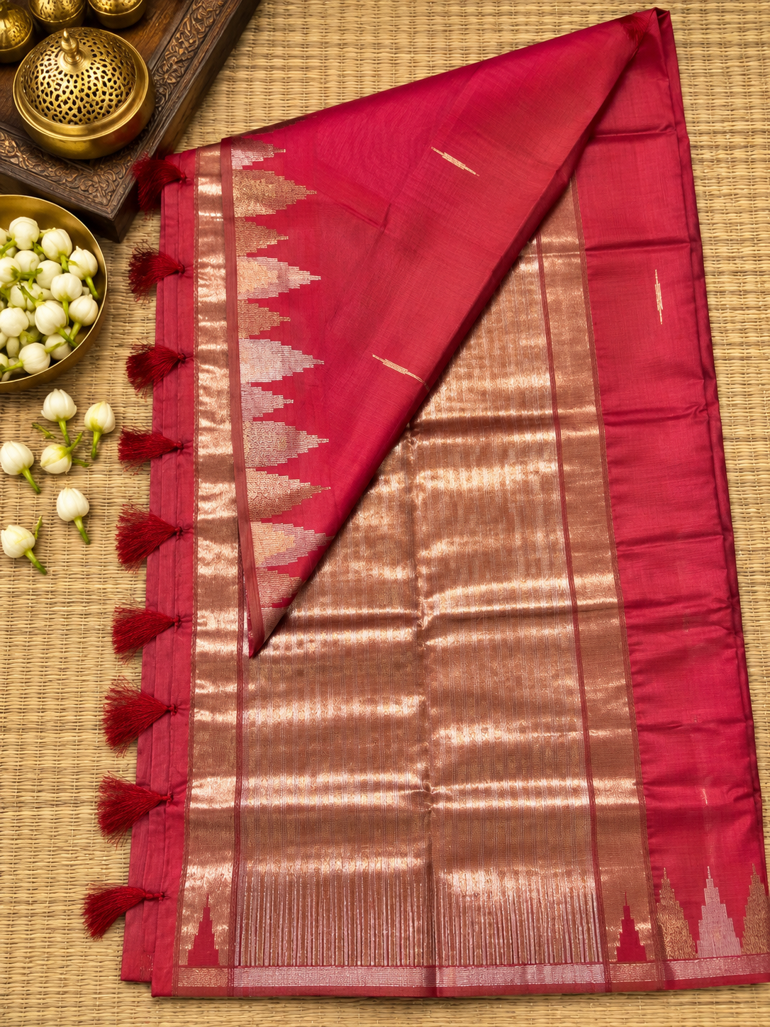 Semi Tassar Silk Temple Border
