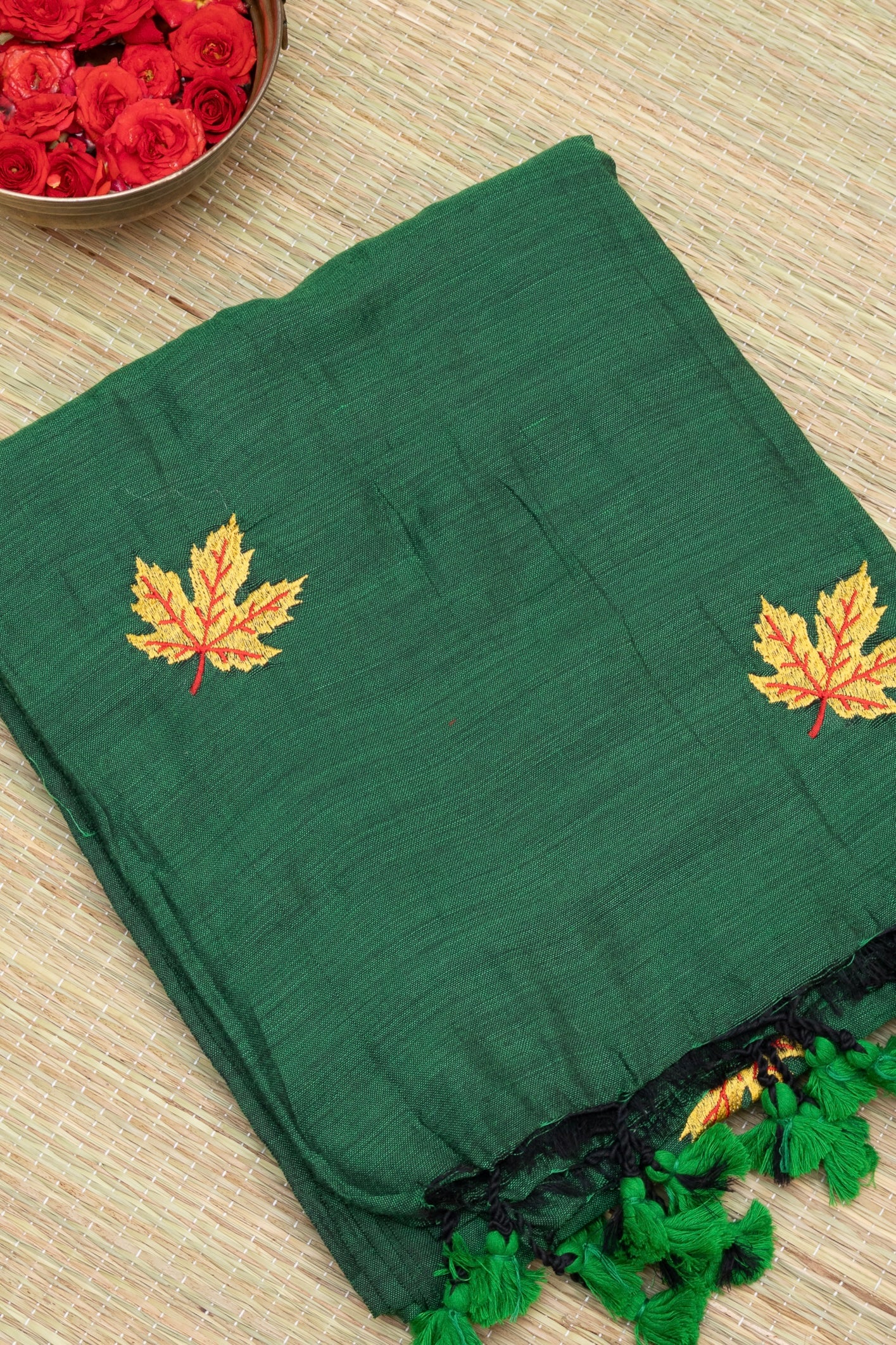 Kadhi Cotton  Embroidery leaf