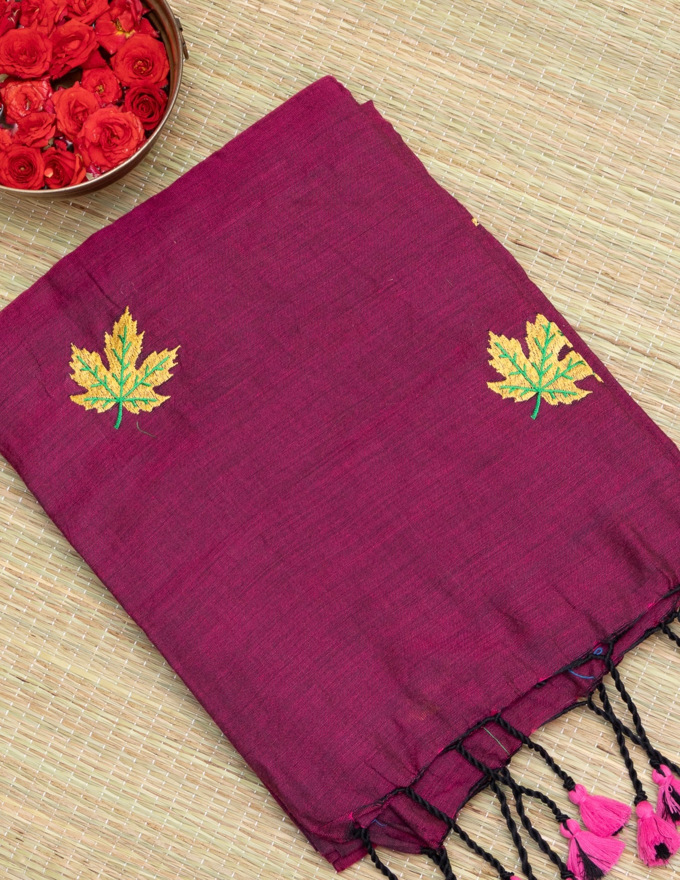 Kadhi Cotton  Embroidery leaf