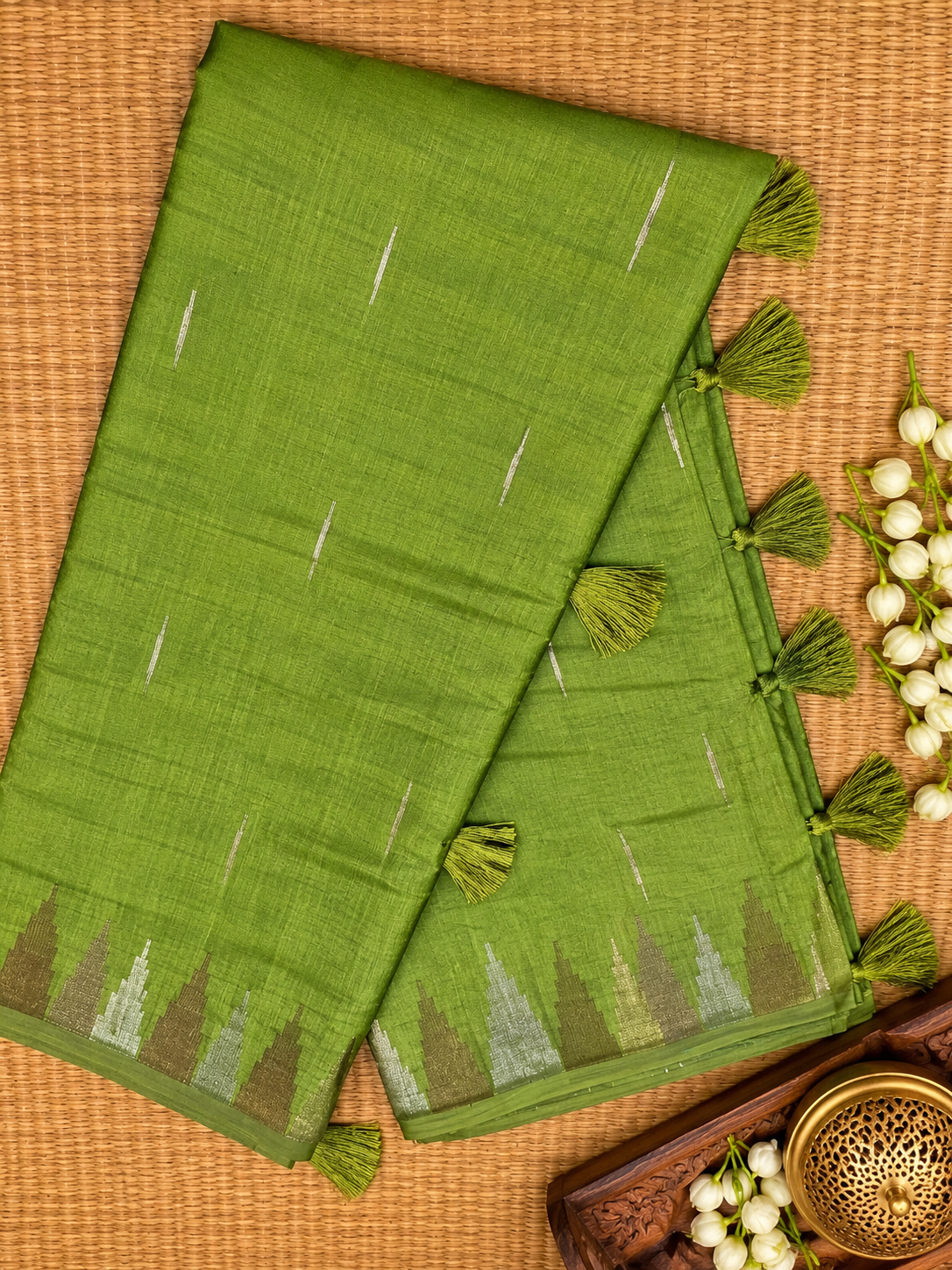 Semi Tassar Silk Temple Border