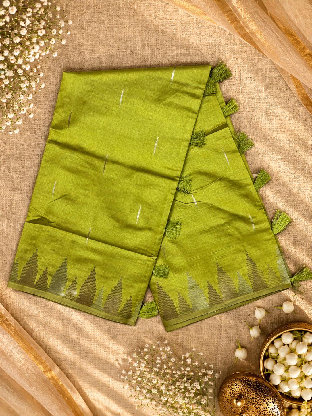 Semi Tassar Silk Temple Border