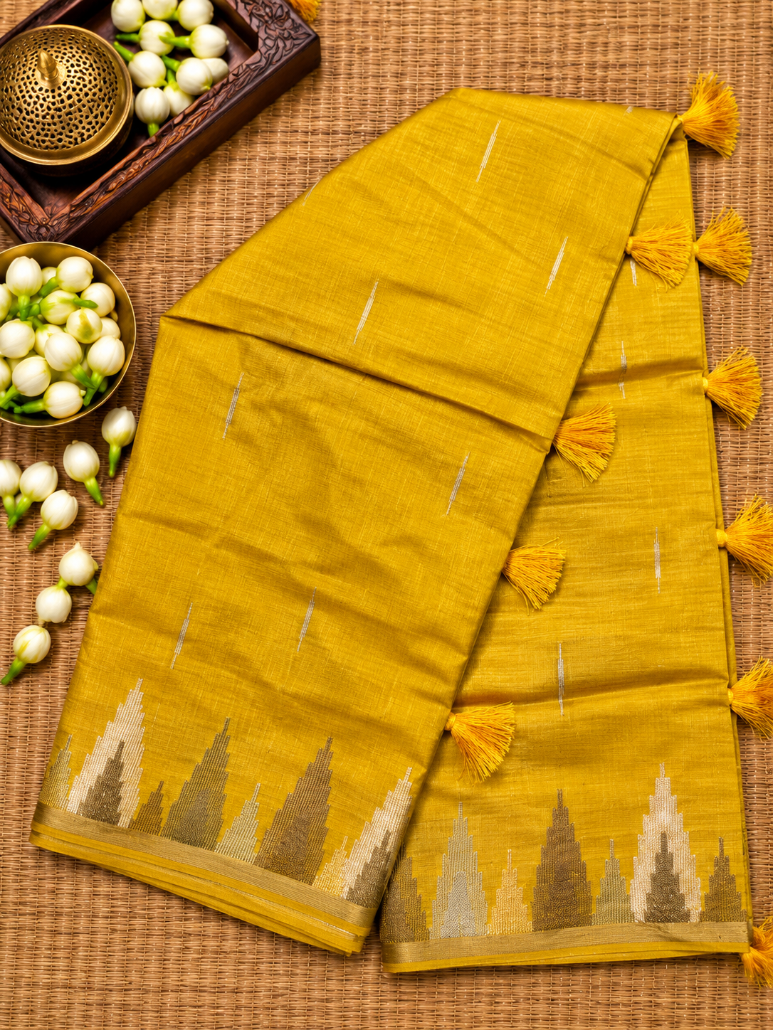 Semi Tassar Silk Temple Border