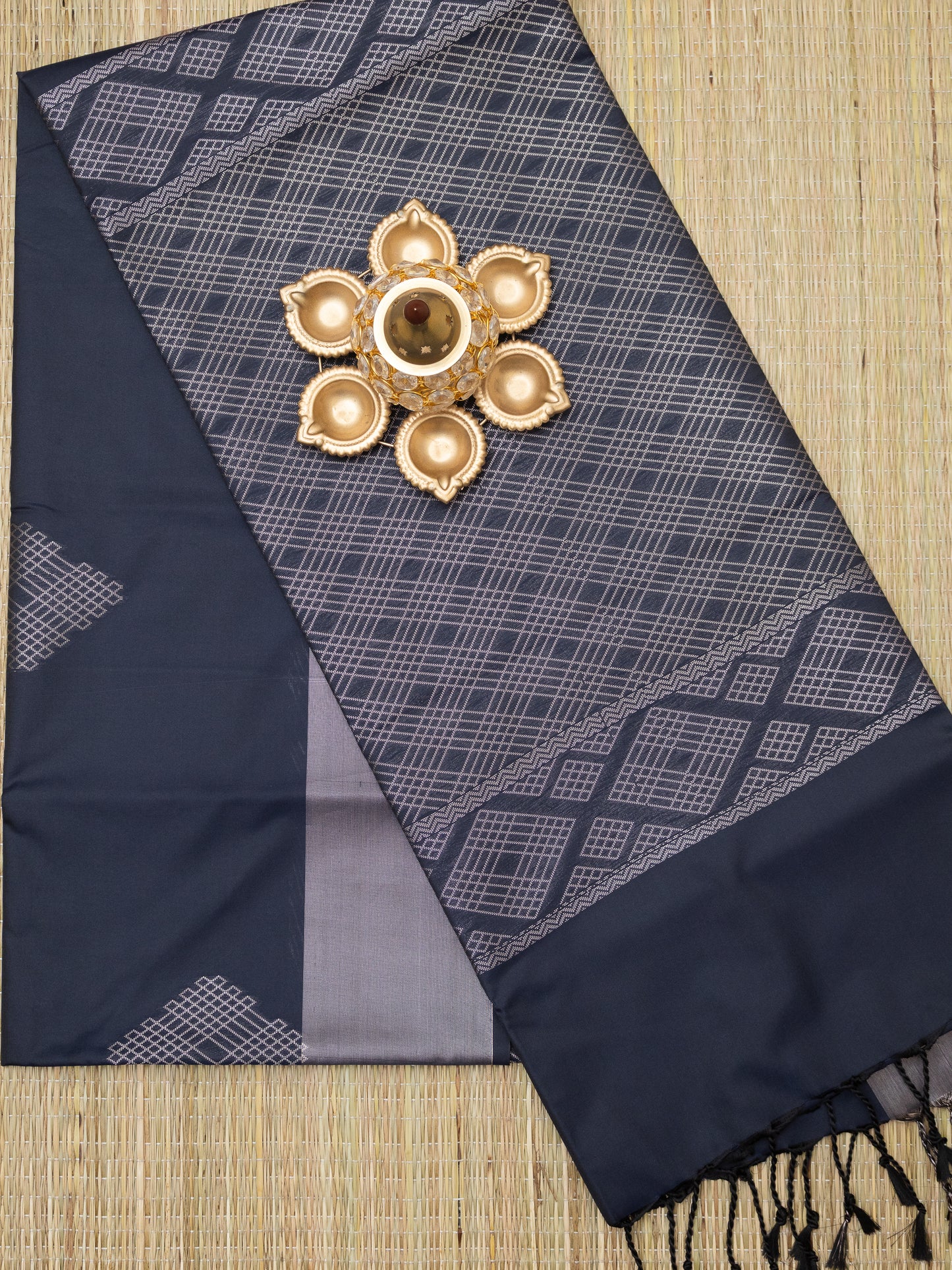Soft Silk Jari Border (Kolam Design)