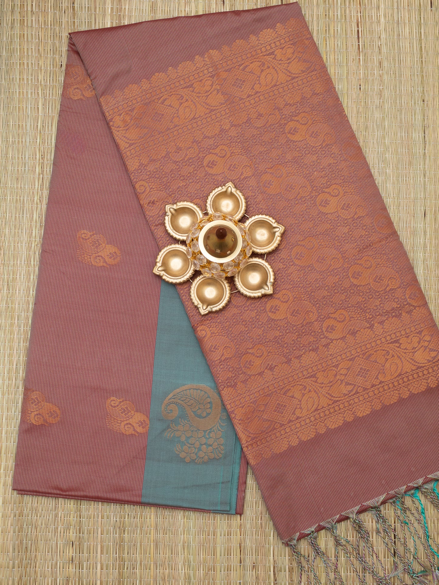 Soft Silk Jari Border (Kolam Design)