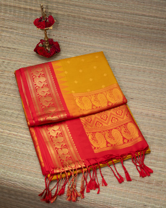 Semi Silk Padmavath Temple Korvai Border