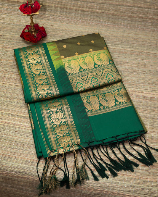 Semi Silk Padmavath Temple Korvai Border