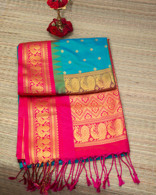 Semi Silk Padmavath Temple Korvai Border