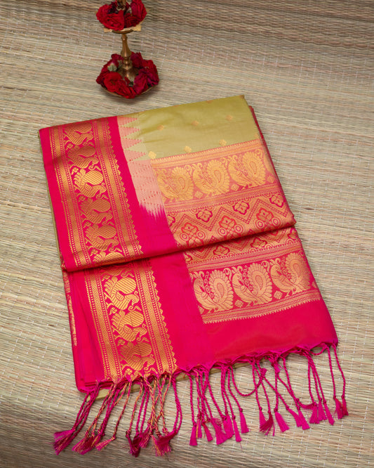 Semi Silk Padmavath Temple Korvai Border