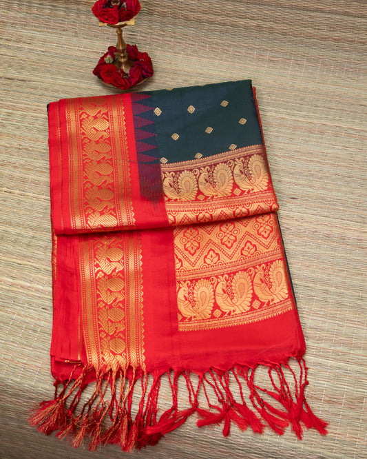 Semi Silk Padmavath Temple Korvai Border