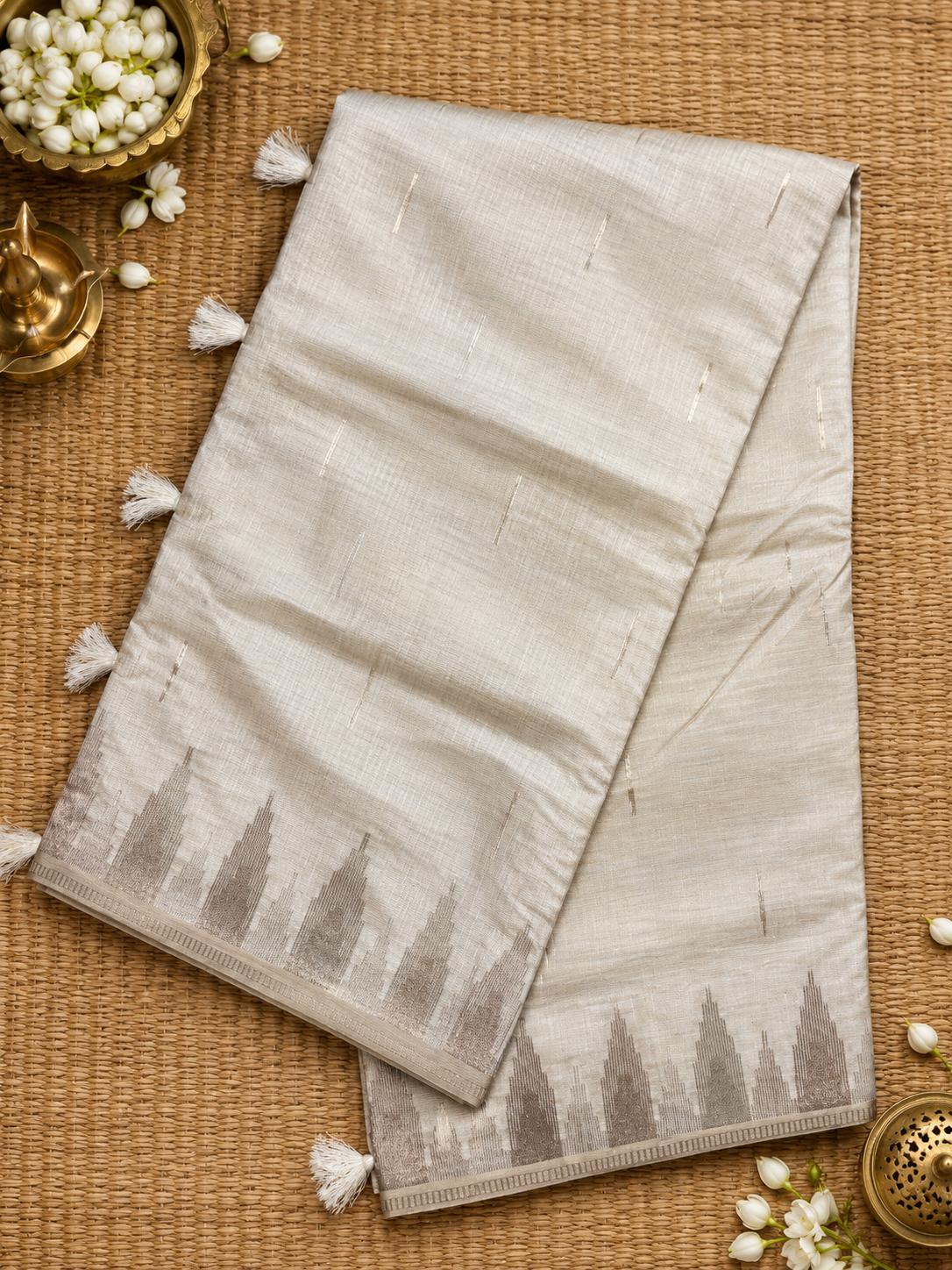 Semi Tassar Silk Temple Border
