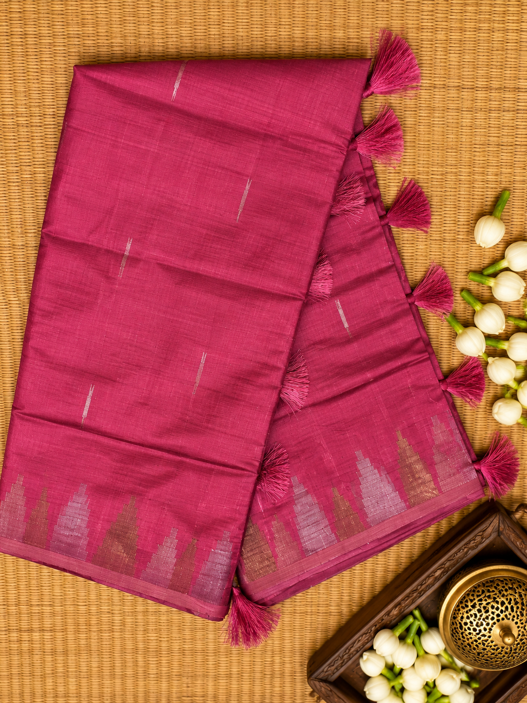 Semi Tassar Silk Temple Border