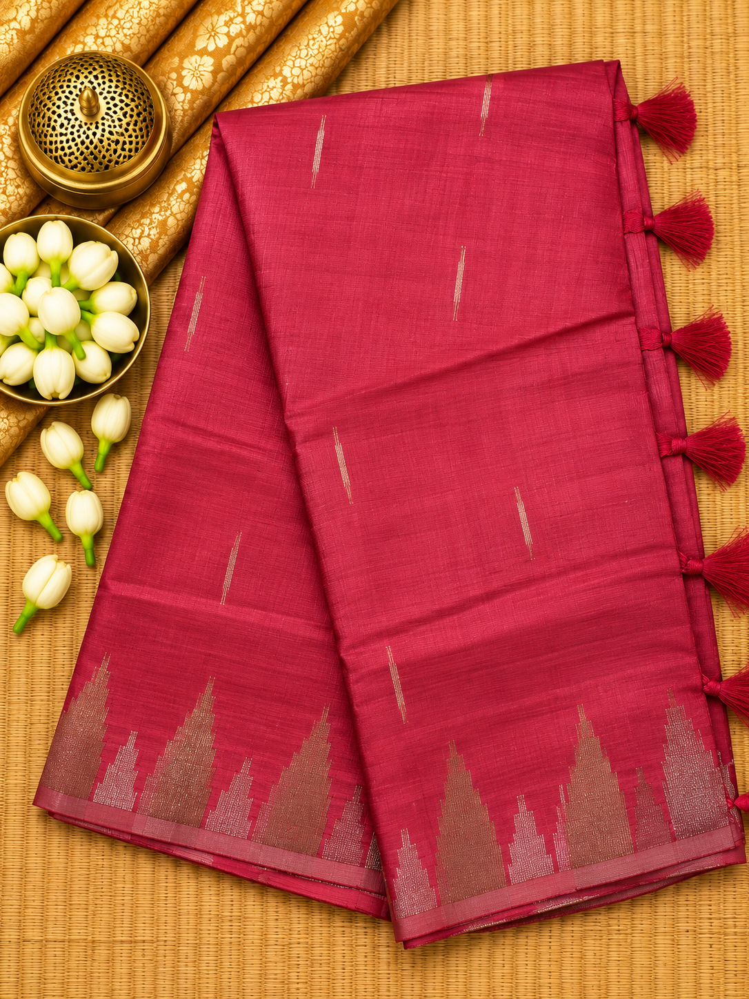 Semi Tassar Silk Temple Border