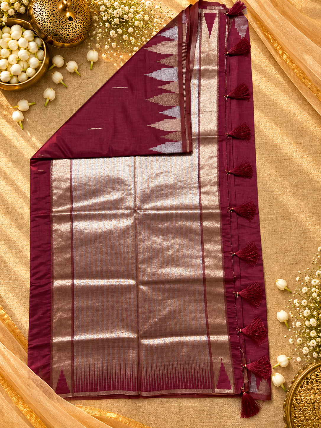 Semi Tassar Silk Temple Border