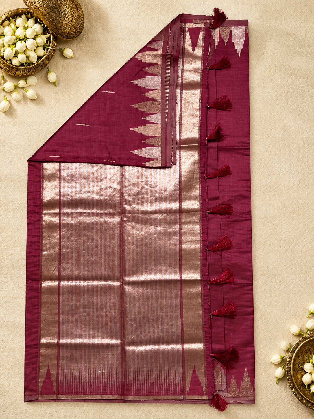 Semi Tassar Silk Temple Border