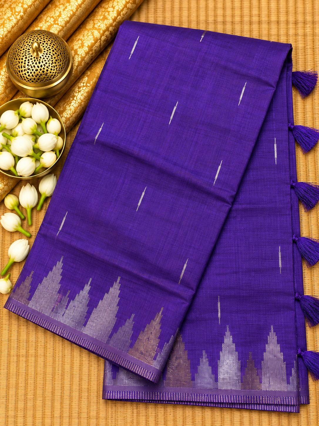 Semi Tassar Silk Temple Border