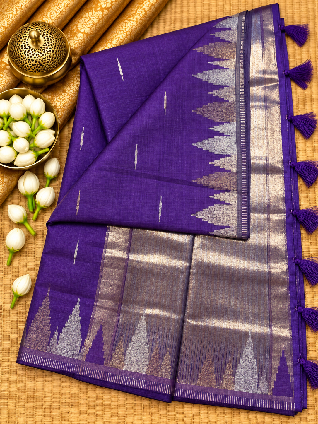 Semi Tassar Silk Temple Border