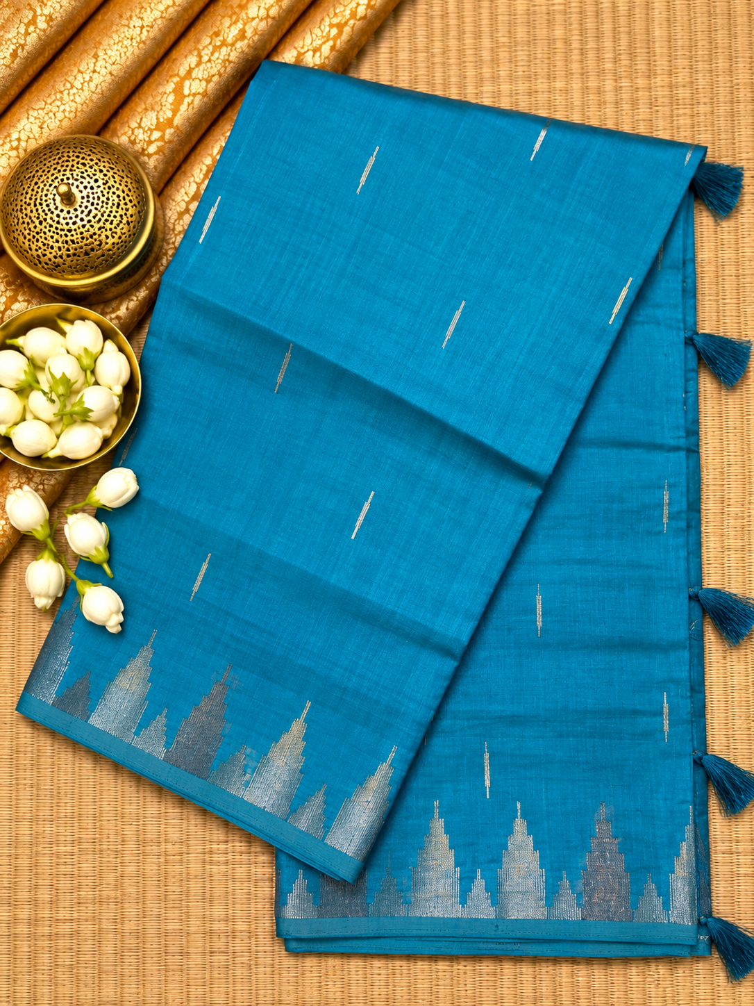 Semi Tassar Silk Temple Border